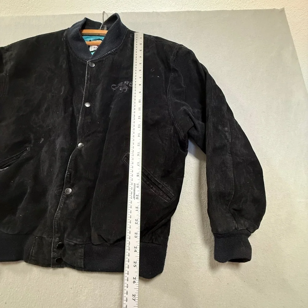Vintage 90s‎ Camel Black Suede Leather Bomber Jacket Men XL